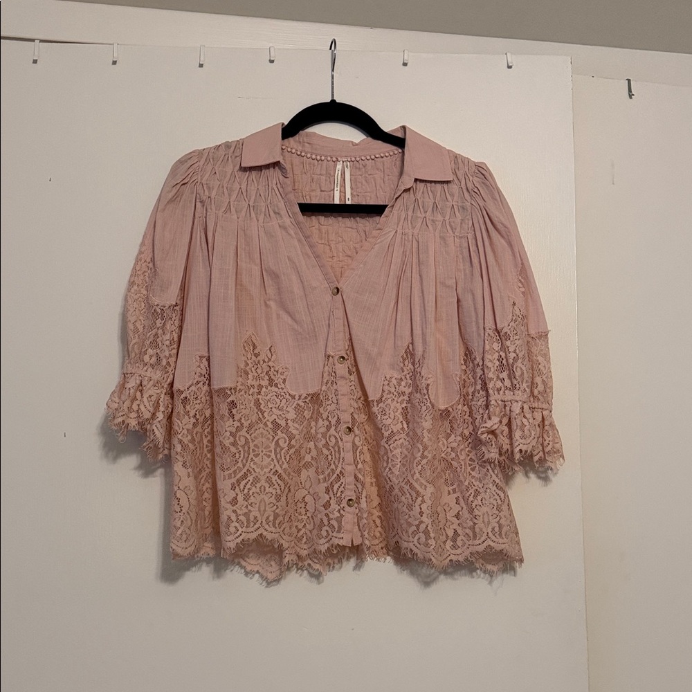 Anthropologie Victorian Sheer Lace Blouse